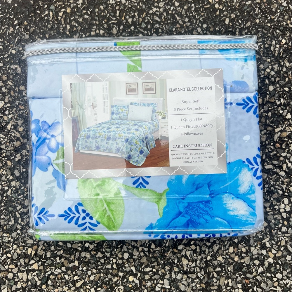 Hotel Collection Blue Sheets Queen Set - Picture 7 of 11